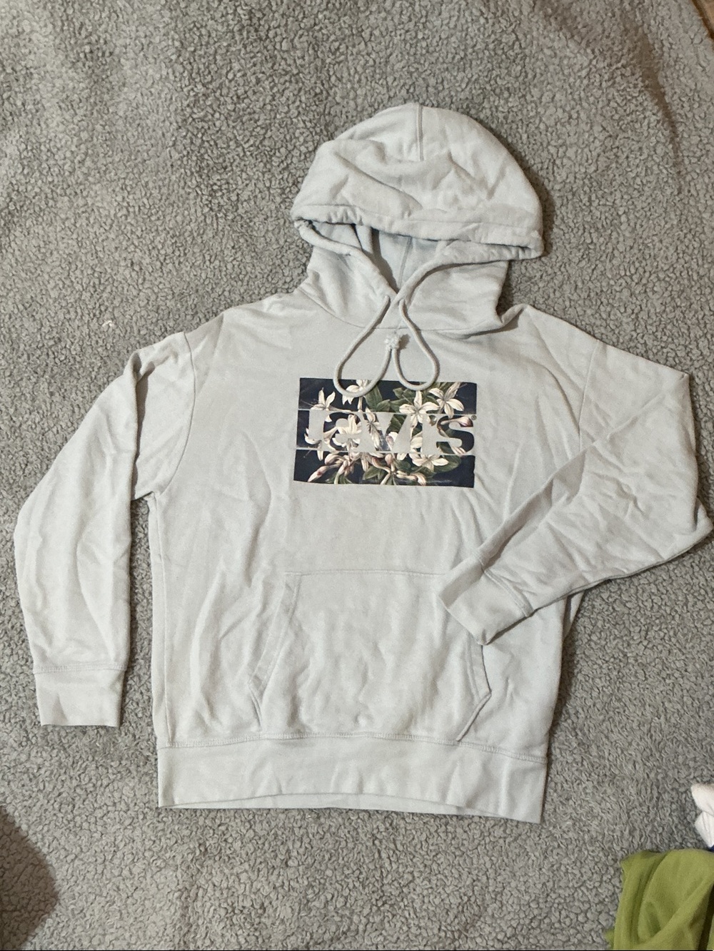 Levi's Light Gray Hoodie with Floral Logo